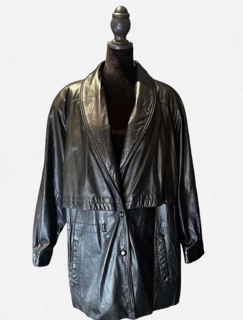 Vintage 90s Wilsons Leather Black Jacket in Large